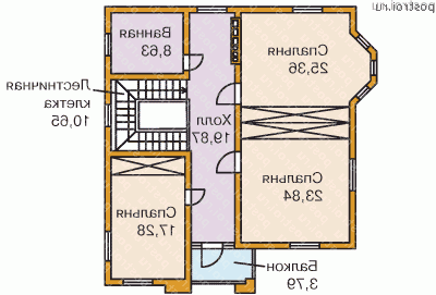 A-208-1P проект двухэтажного дома из пеноблоков размером 12 на 11  - 2-й этаж
