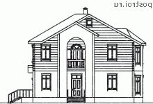A-208-1P проект двухэтажного дома из пеноблоков размером 12 на 11  - вид спереди