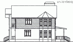 A-208-1P проект двухэтажного дома из пеноблоков размером 12 на 11  - вид слева