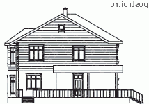 A-208-1P проект двухэтажного дома из пеноблоков размером 12 на 11  - вид сзади