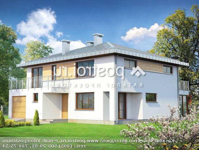 A-214-1K проект двухэтажного дома из кирпича с гаражом размером 12 на 15 