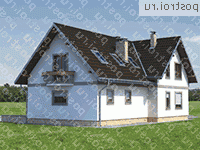 A-218-1P проект одноэтажного дома из пенобетона с мансардой и гаражом размером 11 на 15  - вид слева