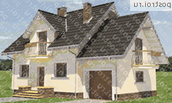 A-219-1P проект одноэтажного дома из газобетона с мансардой и гаражом размером 8 на 13  - вид слева