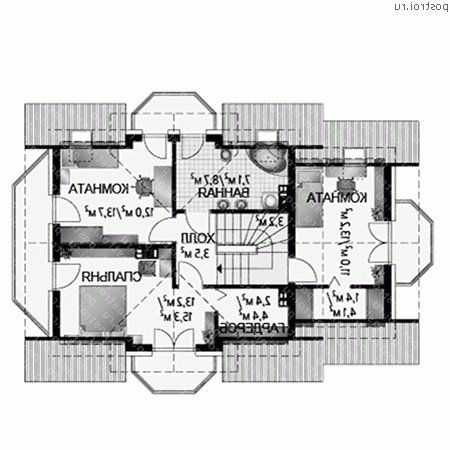 A-219-1P проект одноэтажного дома из газобетона с мансардой и гаражом размером 8 на 13  - мансарда