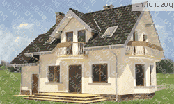 A-219-1P проект одноэтажного дома из газобетона с мансардой и гаражом размером 8 на 13  - вид справа