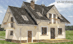 A-219-1P проект одноэтажного дома из газобетона с мансардой и гаражом размером 8 на 13  - вид сзади