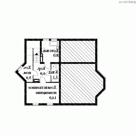 A-221-1P проект двухэтажного коттеджа из газобетона с цоколем и мансардой размером 10 на 14  - цоколь