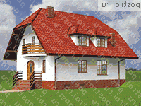 A-221-1P проект двухэтажного коттеджа из газобетона с цоколем и мансардой размером 10 на 14  - вид спереди