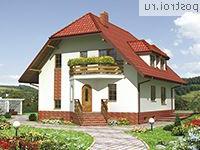 A-221-1P проект двухэтажного коттеджа из газобетона с цоколем и мансардой размером 10 на 14 