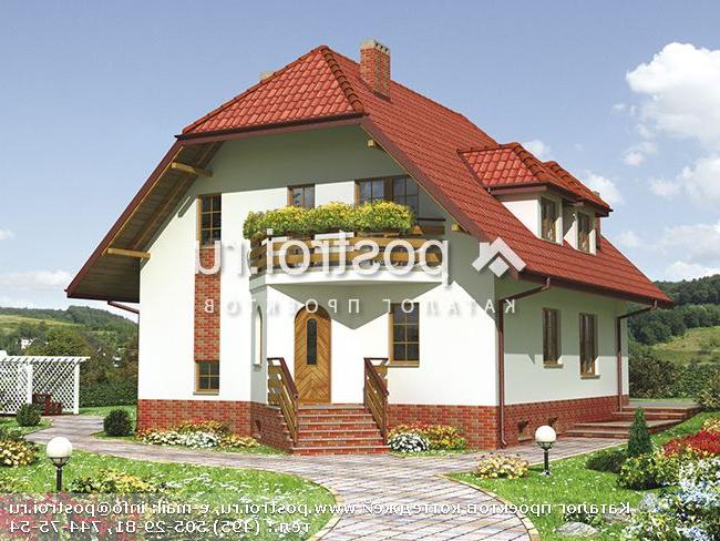 A-221-1P проект двухэтажного коттеджа из газобетона с цоколем и мансардой размером 10 на 14 