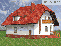 A-221-1P проект двухэтажного коттеджа из газобетона с цоколем и мансардой размером 10 на 14  - вид справа