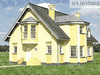 A-222-1P проект одноэтажного коттеджа из газобетона с мансардой размером 14 на 13  - вид спереди