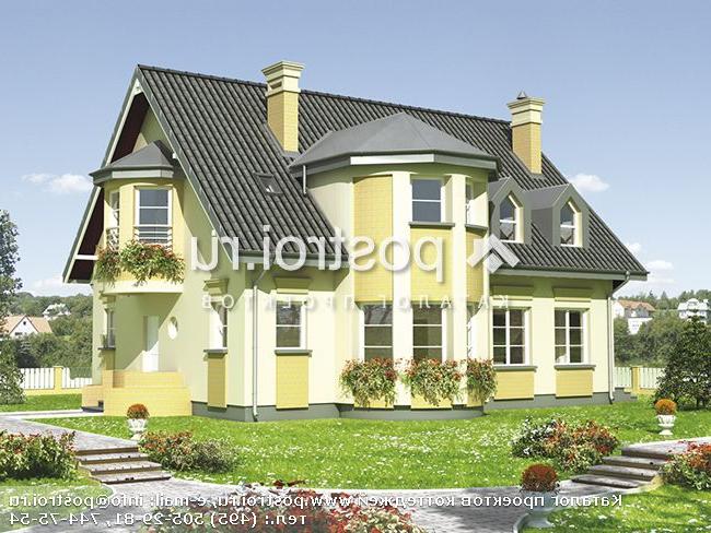 A-222-1P проект одноэтажного коттеджа из газобетона с мансардой размером 14 на 13 