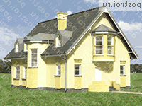 A-222-1P проект одноэтажного коттеджа из газобетона с мансардой размером 14 на 13  - вид справа