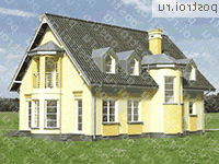 A-222-1P проект одноэтажного коттеджа из газобетона с мансардой размером 14 на 13  - вид сзади