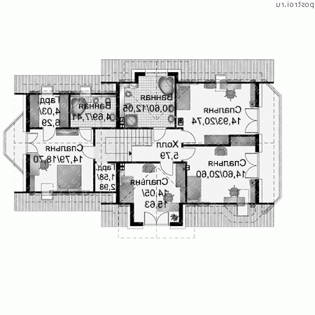 A-223-1P проект одноэтажного коттеджа из газобетона с мансардой и гаражом размером 10 на 17  - мансарда
