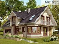 A-223-1P проект одноэтажного коттеджа из газобетона с мансардой и гаражом размером 10 на 17 