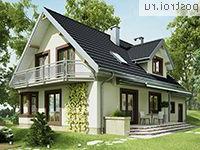 A-223-1P проект одноэтажного коттеджа из газобетона с мансардой и гаражом размером 10 на 17 