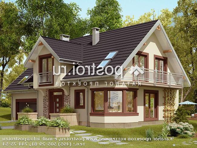 A-223-1P проект одноэтажного коттеджа из газобетона с мансардой и гаражом размером 10 на 17 