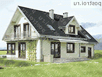 A-223-1P проект одноэтажного коттеджа из газобетона с мансардой и гаражом размером 10 на 17  - вид сзади