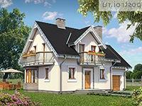 A-233-1P проект одноэтажного дома из газобетона с мансардой и гаражом размером 8 на 13 