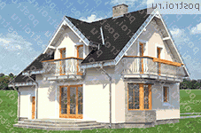 A-233-1P проект одноэтажного дома из газобетона с мансардой и гаражом размером 8 на 13  - вид справа