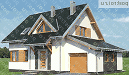 A-237-1P проект одноэтажного дома из газобетона с мансардой и гаражом размером 9 на 13  - вид слева
