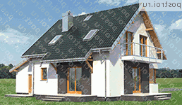 A-237-1P проект одноэтажного дома из газобетона с мансардой и гаражом размером 9 на 13  - вид справа