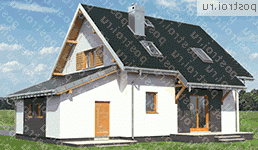 A-237-1P проект одноэтажного дома из газобетона с мансардой и гаражом размером 9 на 13  - вид сзади