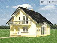 A-239-1P проект одноэтажного дома из газобетона с мансардой размером 11 на 10  - вид спереди