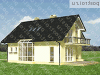 A-239-1P проект одноэтажного дома из газобетона с мансардой размером 11 на 10  - вид слева