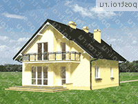 A-239-1P проект одноэтажного дома из газобетона с мансардой размером 11 на 10  - вид сзади