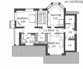 A-245-1P проект двухэтажного дома из газобетона размером 12 на 15 - 2-й этаж A-245-1P проект двухэтажного дома из газобетона размером 12 на 15 - 2-й этаж