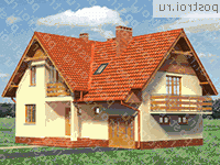 A-249-1P проект двухэтажного дома из газобетона с подвалом и мансардой и гаражом размером 12 на 13  - вид слева