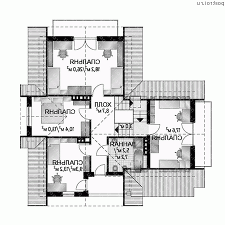 A-249-1P проект двухэтажного дома из газобетона с подвалом и мансардой и гаражом размером 12 на 13  - мансарда