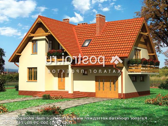 A-249-1P проект двухэтажного дома из газобетона с подвалом и мансардой и гаражом размером 12 на 13 