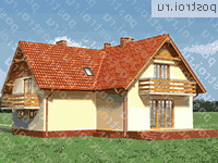 A-249-1P проект двухэтажного дома из газобетона с подвалом и мансардой и гаражом размером 12 на 13  - вид сзади