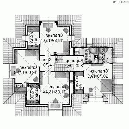A-254-1P проект одноэтажного коттеджа из пеноблоков с мансардой и гаражом размером 13 на 16  - мансарда