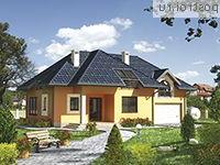 A-254-1P проект одноэтажного коттеджа из пеноблоков с мансардой и гаражом размером 13 на 16 