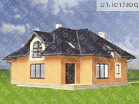 A-254-1P проект одноэтажного коттеджа из пеноблоков с мансардой и гаражом размером 13 на 16  - вид сзади