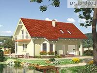 A-255-1P проект одноэтажного коттеджа из пеноблоков с мансардой и гаражом размером 9 на 12 