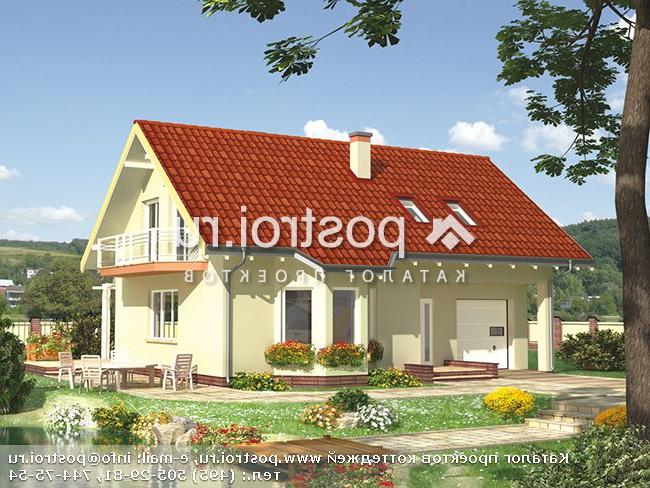 A-255-1P проект одноэтажного коттеджа из пеноблоков с мансардой и гаражом размером 9 на 12 