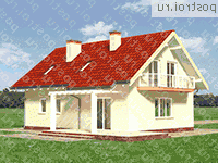 A-255-1P проект одноэтажного коттеджа из пеноблоков с мансардой и гаражом размером 9 на 12  - вид справа