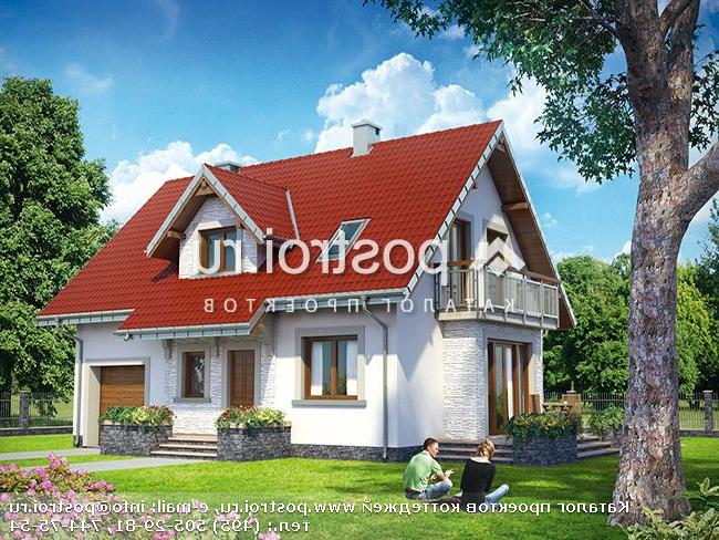 A-259-1K проект одноэтажного дома из кирпича с мансардой и гаражом размером 9 на 13 