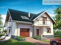 A-266-1P проект одноэтажного дома из пеноблоков с мансардой и гаражом размером 11 на 11 