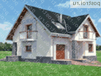 A-266-1P проект одноэтажного дома из пеноблоков с мансардой и гаражом размером 11 на 11  - вид справа