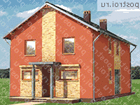 A-272-1K проект двухэтажного дома из кирпича размером 12 на 8  - вид спереди