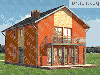 A-272-1K проект двухэтажного дома из кирпича размером 12 на 8  - вид слева