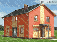 A-272-1K проект двухэтажного дома из кирпича размером 12 на 8  - вид справа