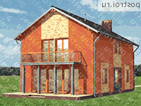 A-272-1K проект двухэтажного дома из кирпича размером 12 на 8  - вид сзади